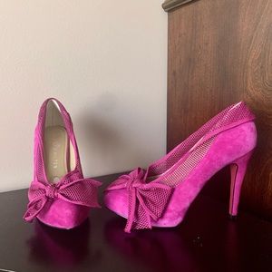 Paris Hilton Magenta suede and mesh heels size 8